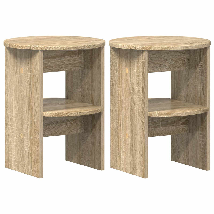 Bijzetkast 2 pcs Sonoma Eiken Ø40 x 50 cm Geconstrueerd hout