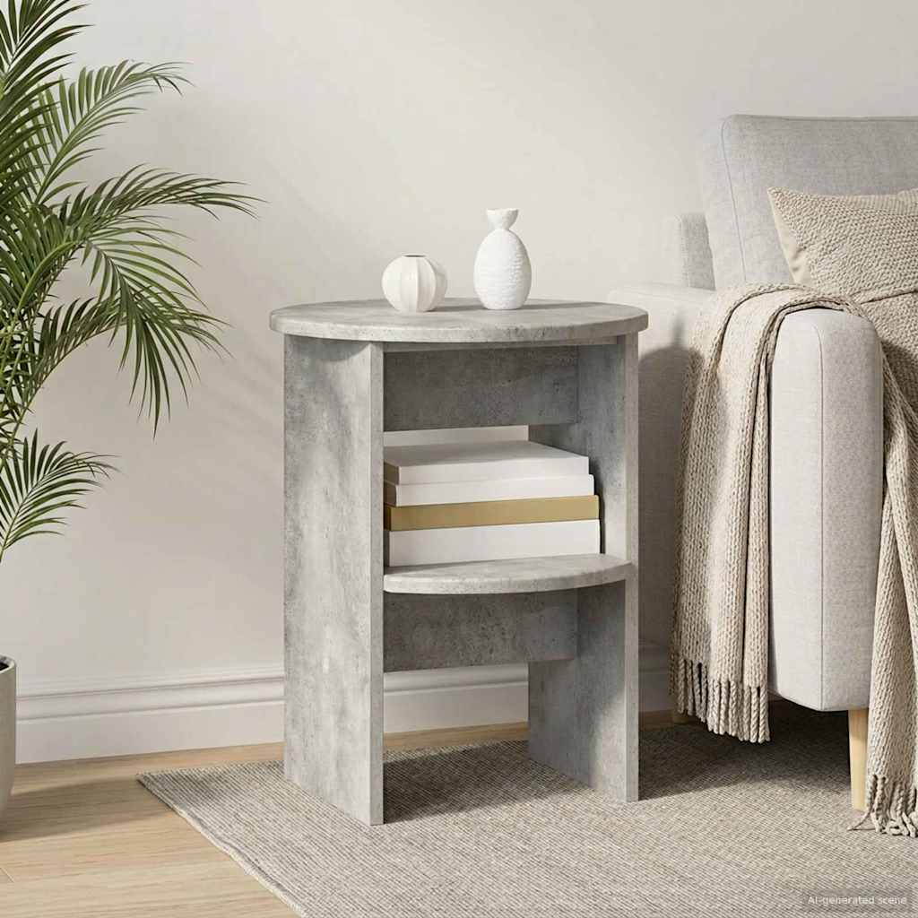 Bijzetkast Beton Grijs Ø40 x 50 cm Geconstrueerd hout