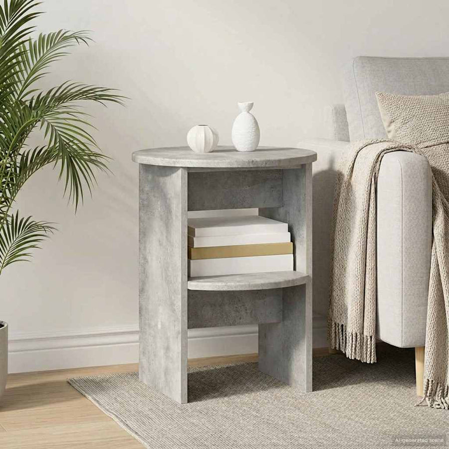 Bijzetkast Beton Grijs Ø40 x 50 cm Geconstrueerd hout