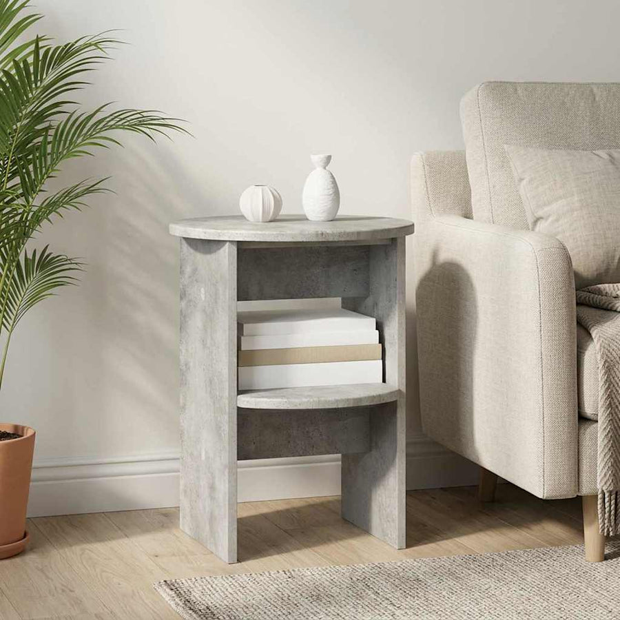 Bijzetkast 2 pcs Beton Grijs Ø40 x 50 cm Geconstrueerd hout
