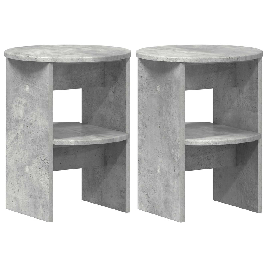 Bijzetkast 2 pcs Beton Grijs Ø40 x 50 cm Geconstrueerd hout