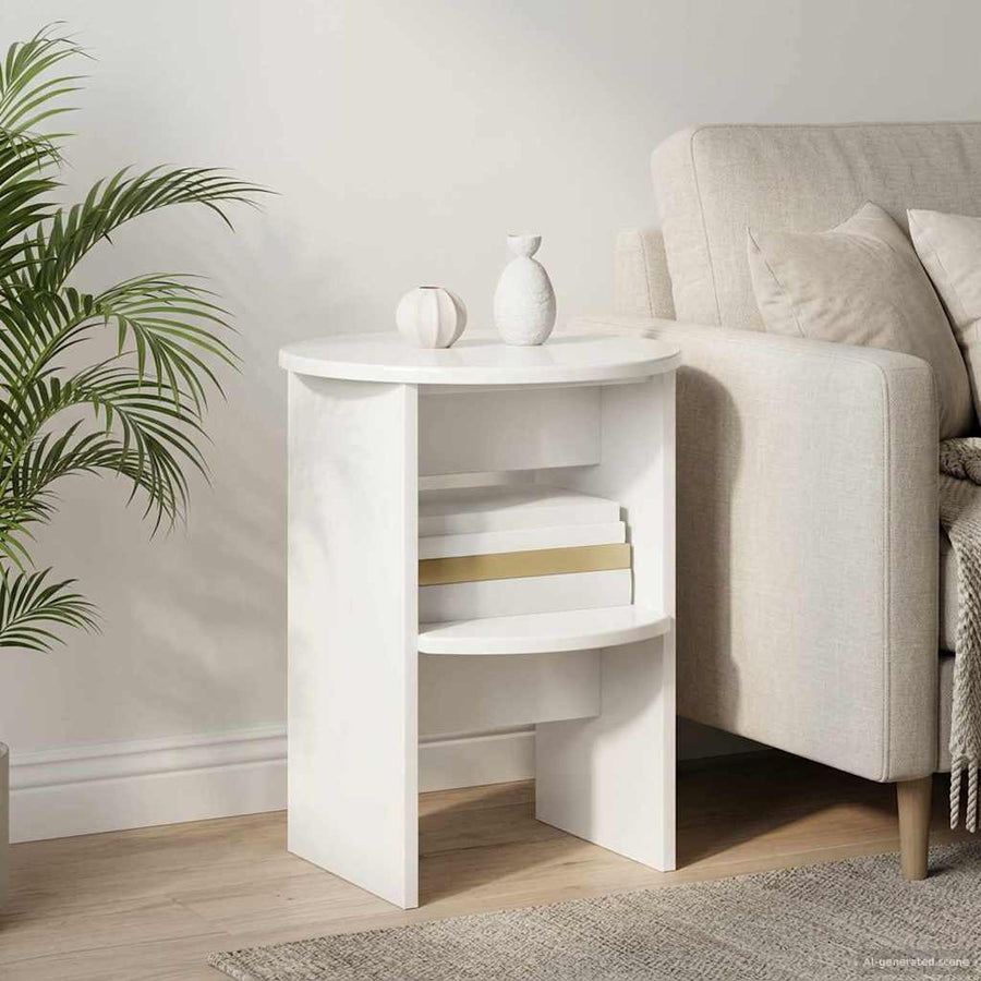 Bijzetkast 2 pcs Hoogglans Wit Ø40 x 50 cm Geconstrueerd hout