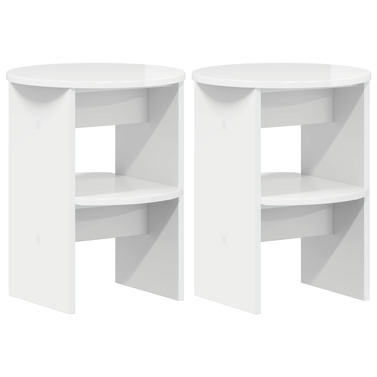 Bijzetkast 2 pcs Hoogglans Wit Ø40 x 50 cm Geconstrueerd hout