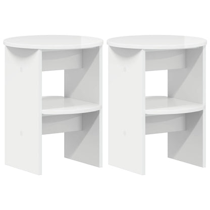 Bijzetkast 2 pcs Hoogglans Wit Ø40 x 50 cm Geconstrueerd hout