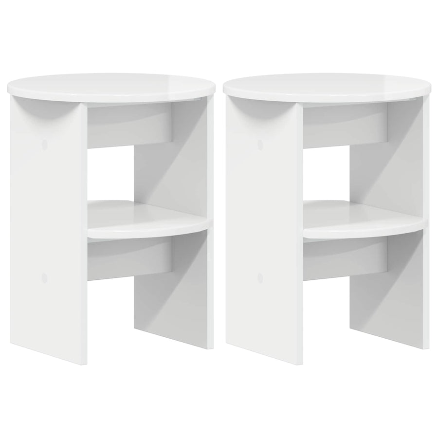 Bijzetkast 2 pcs Hoogglans Wit Ø40 x 50 cm Geconstrueerd hout