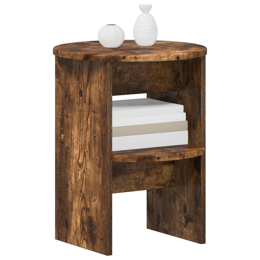 Bijzetkast Gerookte Eik Ø40 x 50 cm Geconstrueerd hout