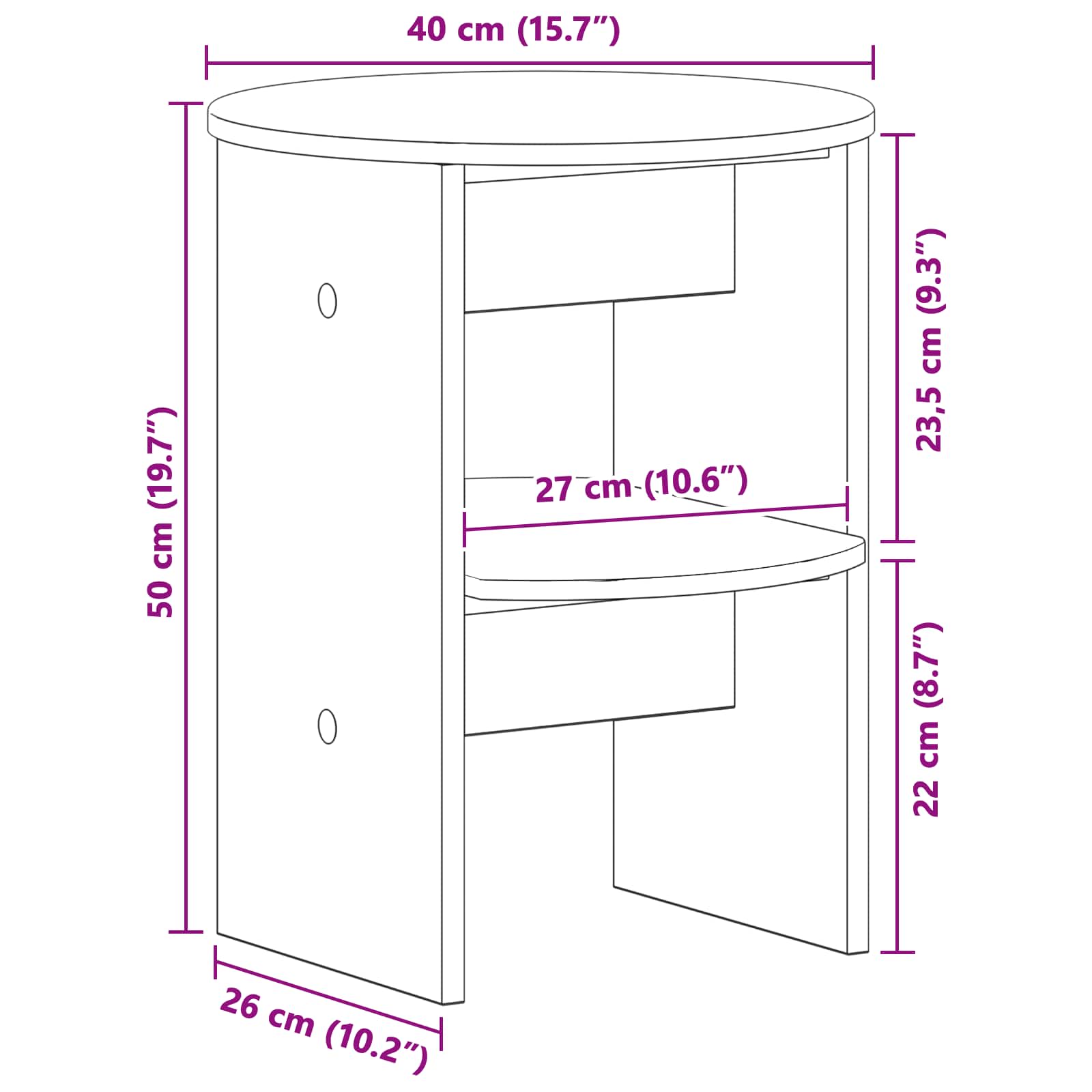 Bijzetkast Gerookte Eik Ø40 x 50 cm Geconstrueerd hout
