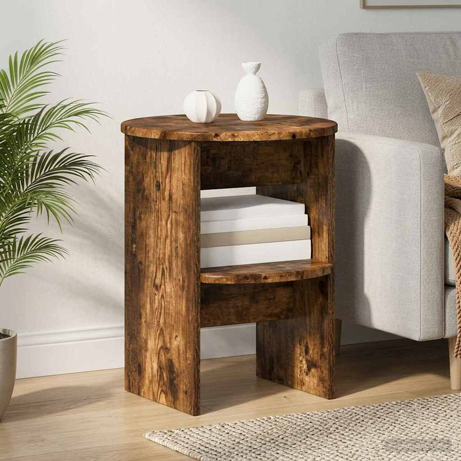 Bijzetkast 2 pcs Gerookte Eik Ø40 x 50 cm Geconstrueerd hout