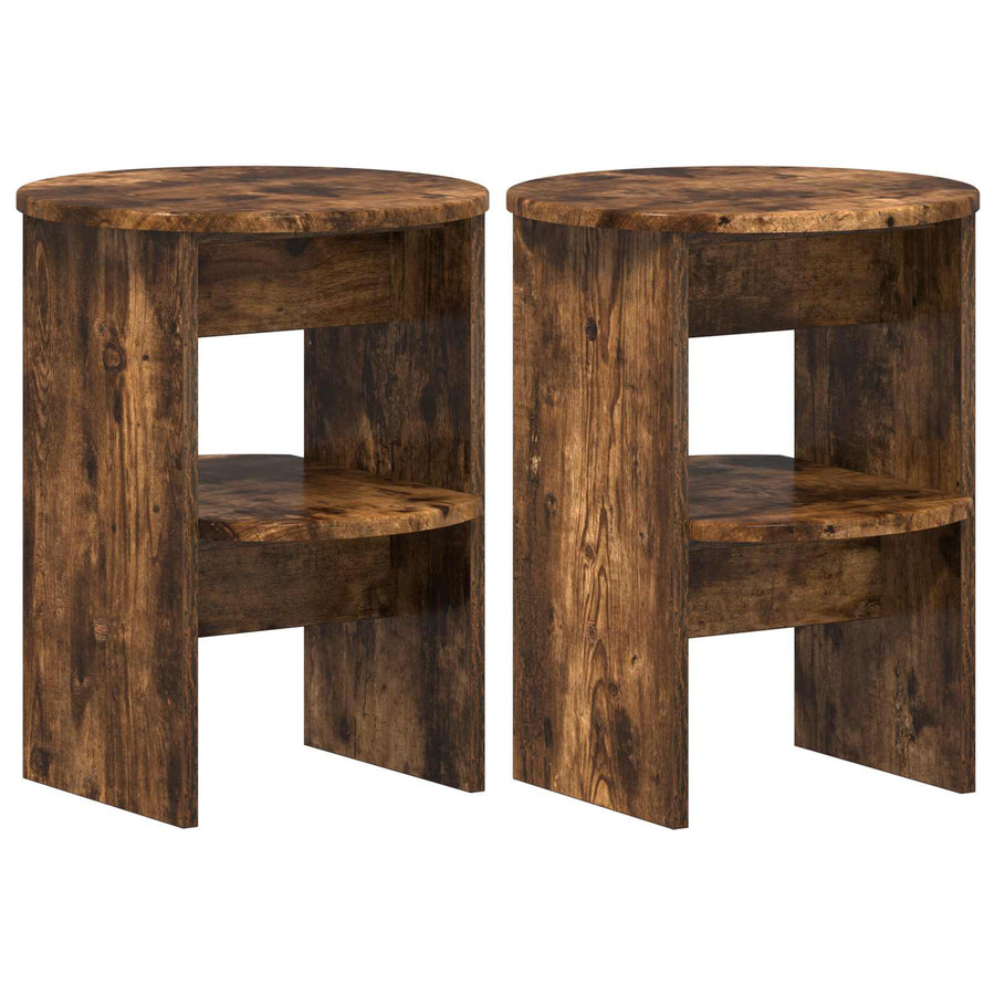 Bijzetkast 2 pcs Gerookte Eik Ø40 x 50 cm Geconstrueerd hout