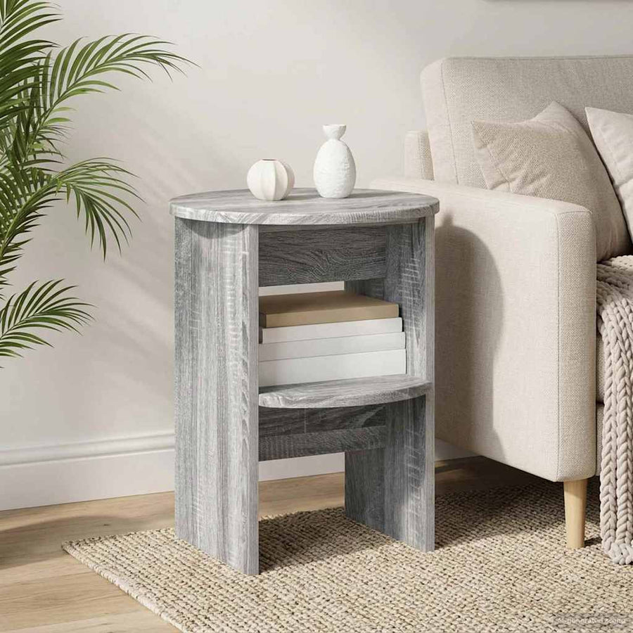Bijzetkast 2 pcs Grijze Sonoma Ø40 x 50 cm Geconstrueerd hout