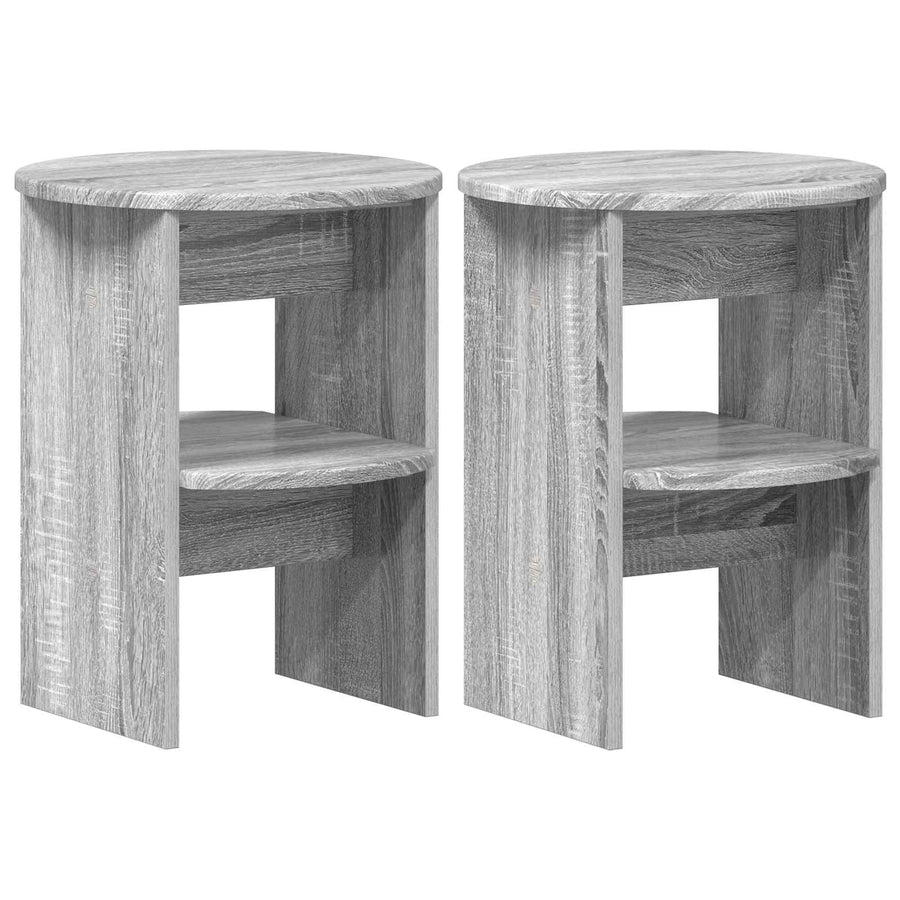 Bijzetkast 2 pcs Grijze Sonoma Ø40 x 50 cm Geconstrueerd hout