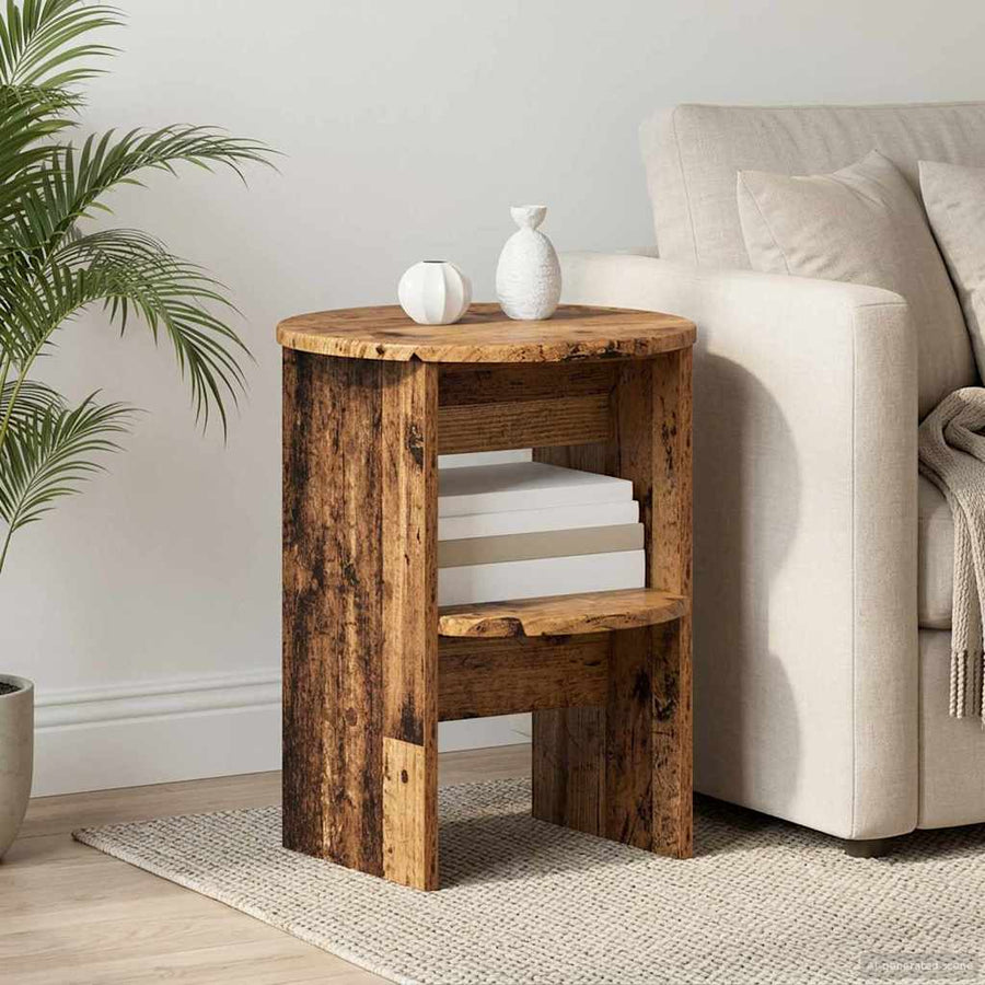 Bijzetkast Oudhout Ø40 x 50 cm Geconstrueerd hout