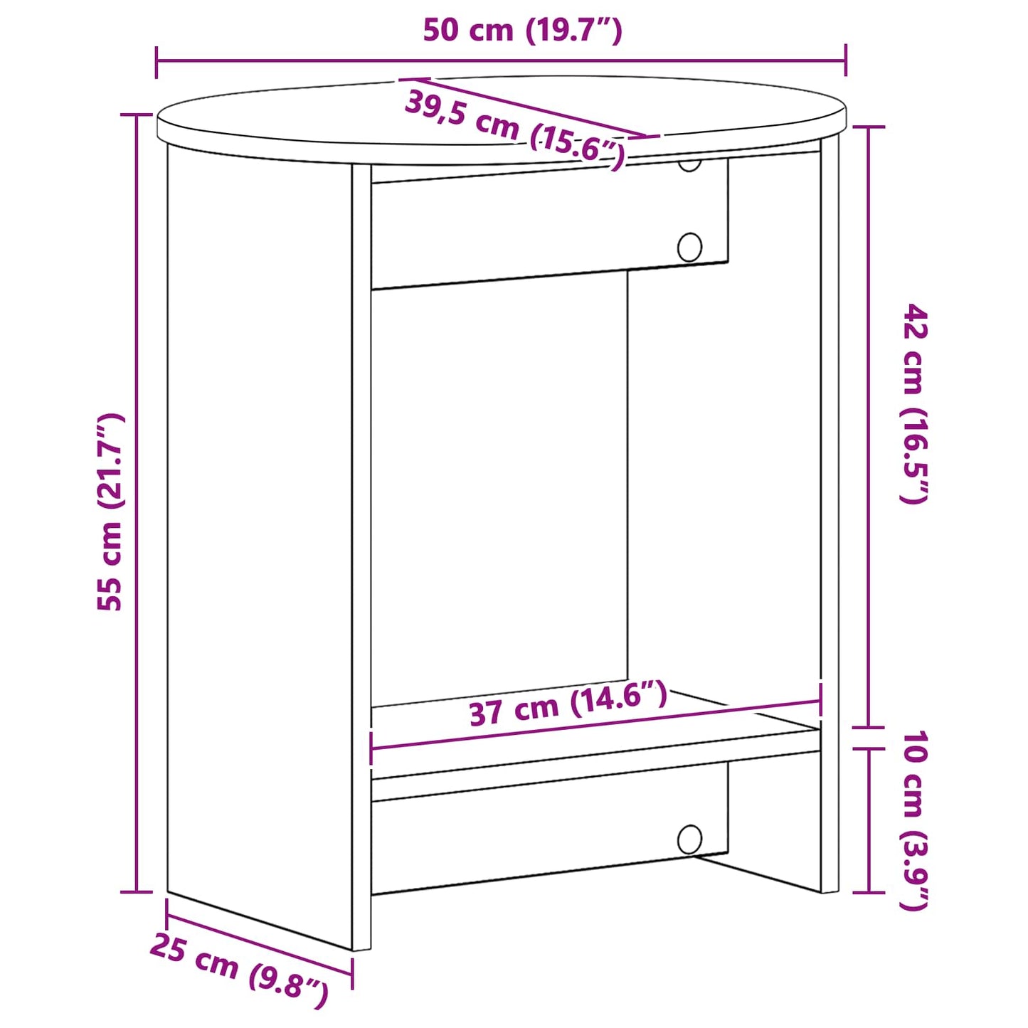 Bijzettafel Beton Grijs 50 x 39,5 x 55 cm Geconstrueerd hout