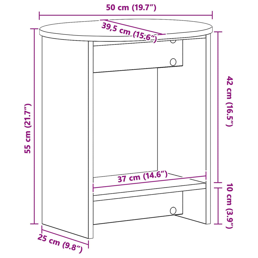 Bijzettafel Artisan Eik 50 x 39,5 x 55 cm Geconstrueerd hout