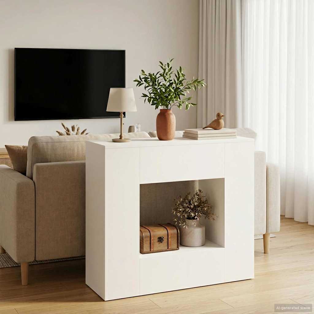 Console Table Wit 82 x 29 x 74 cm Bewerkt hout