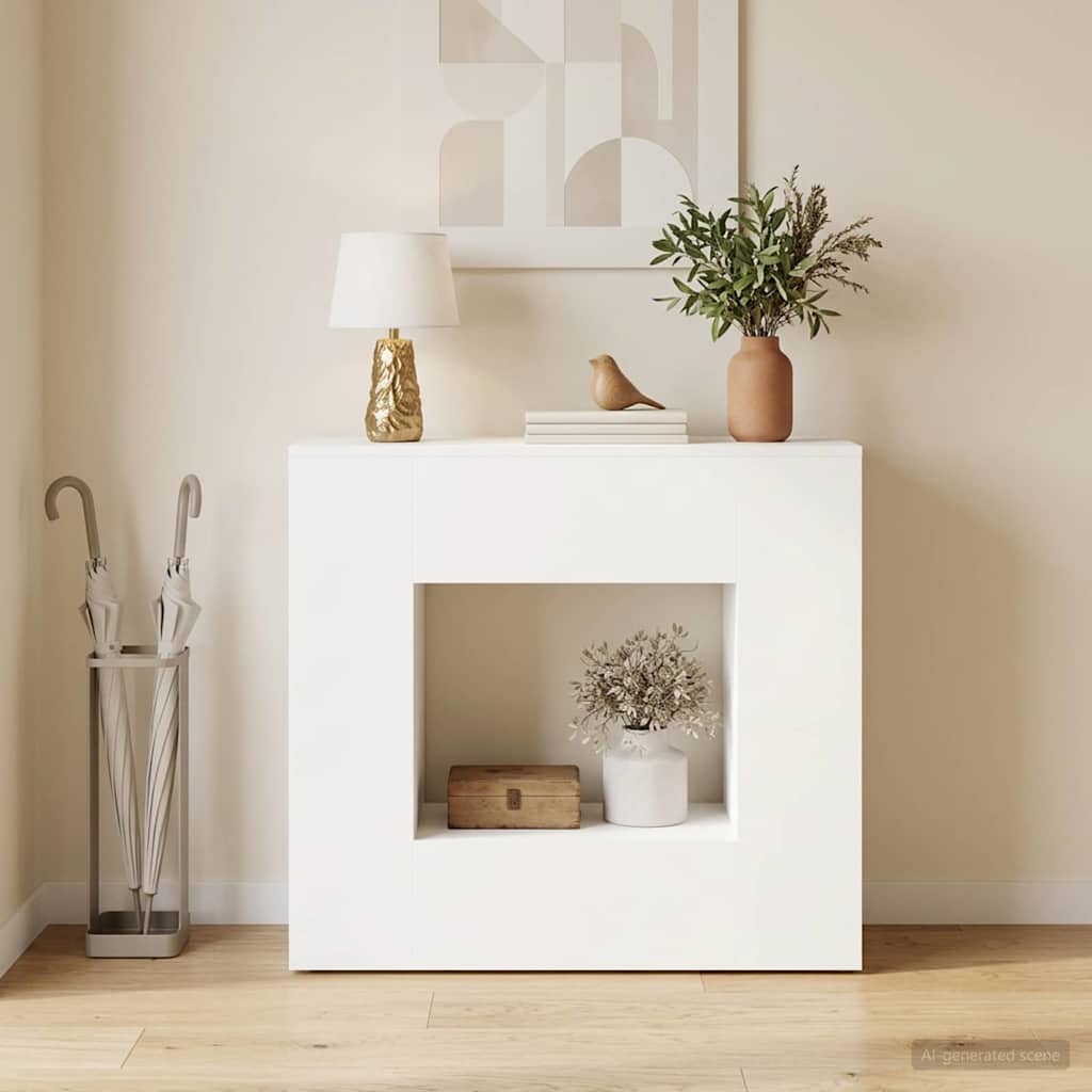 Console Table Wit 82 x 29 x 74 cm Bewerkt hout