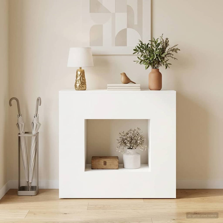 Console Table Wit 82 x 29 x 74 cm Bewerkt hout