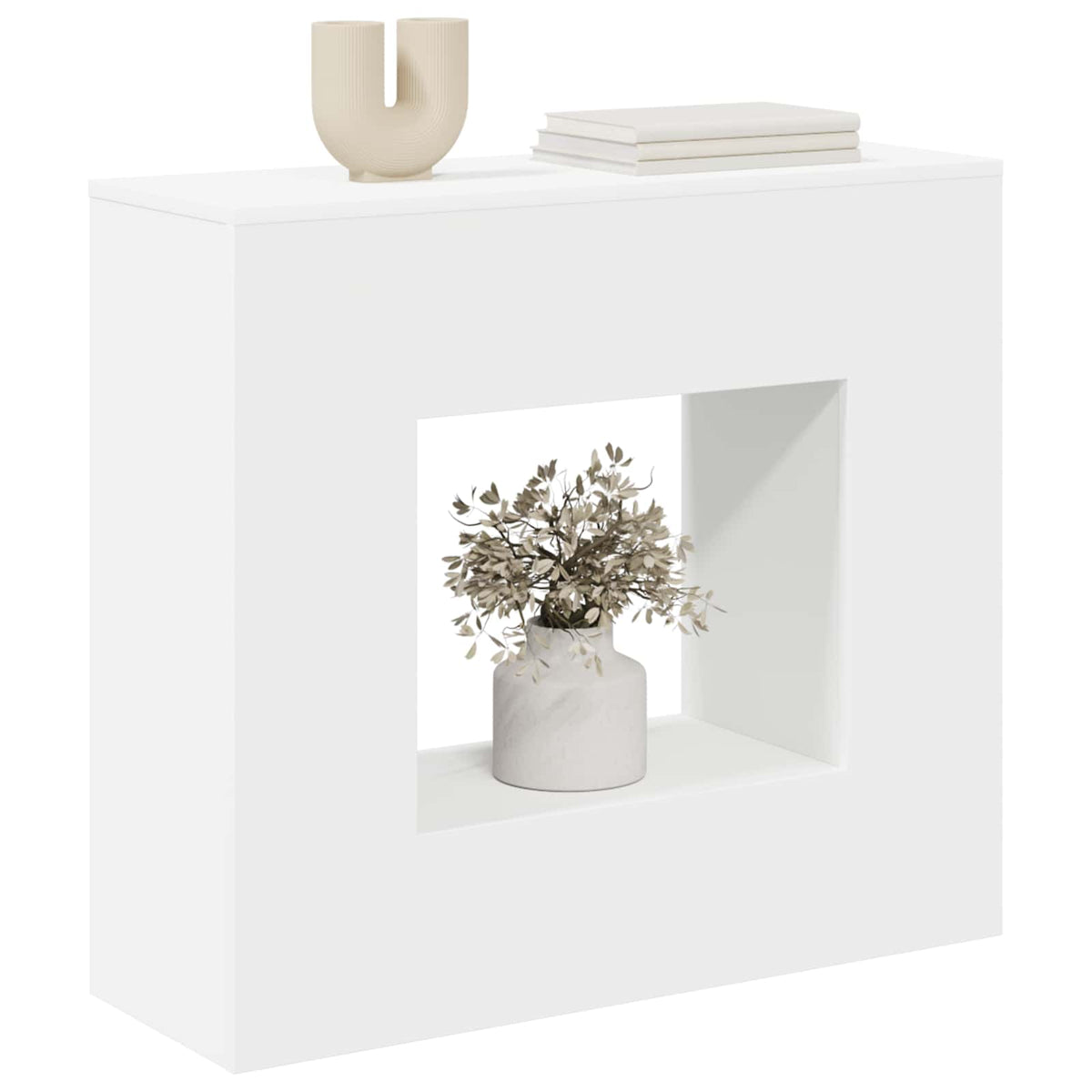 Console Table Wit 82 x 29 x 74 cm Bewerkt hout
