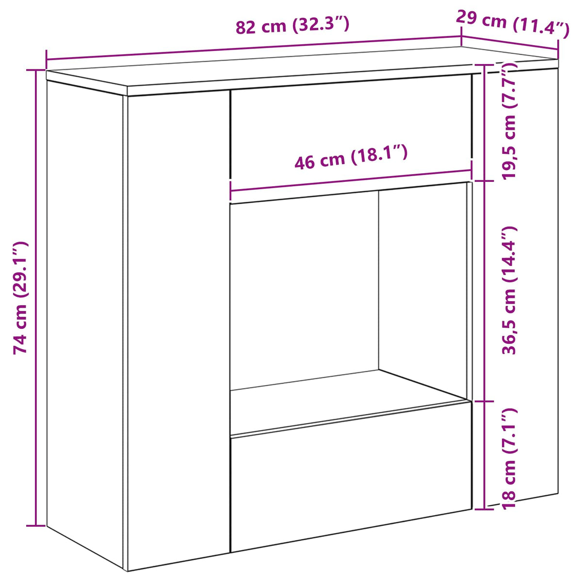 Console Table Wit 82 x 29 x 74 cm Bewerkt hout