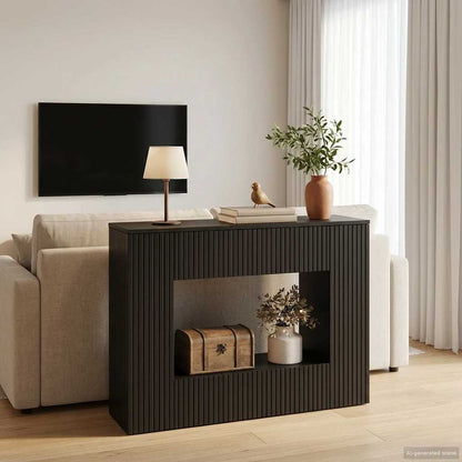 Wandtafel Gestreept Zwart 101 x 29 x 74 cm Geconstrueerd hout