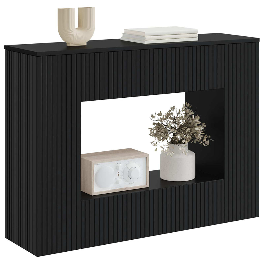 Wandtafel Gestreept Zwart 101 x 29 x 74 cm Geconstrueerd hout