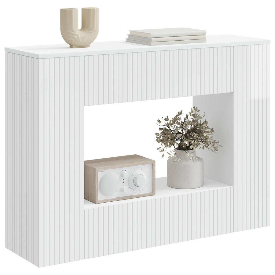 Wandtafel Hoogglans Wit 101 x 29 x 74 cm Geconstrueerd hout