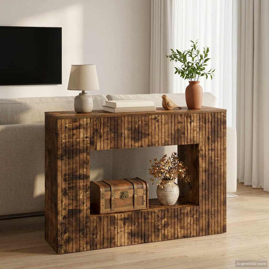 Wandtafel Gerookte Eik 101 x 29 x 74 cm Geconstrueerd hout