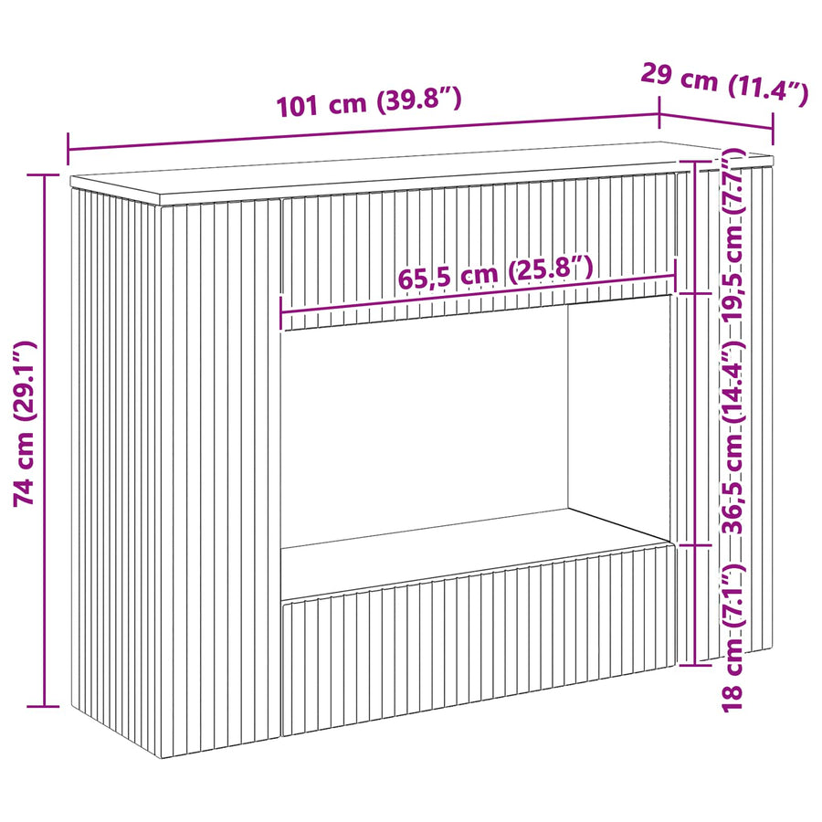 Wandtafel Grijze Sonoma 101 x 29 x 74 cm Geconstrueerd hout