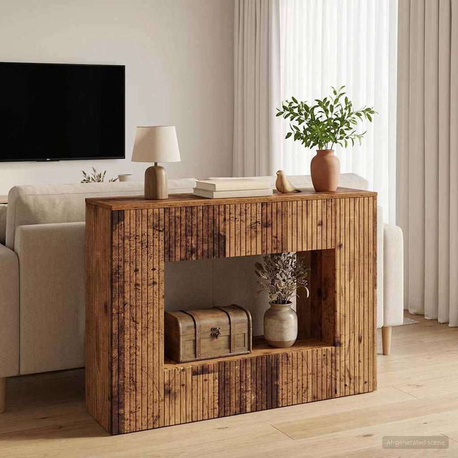 Wandtafel Gestreept Oudhout 101 x 29 x 74 cm Geconstrueerd hout