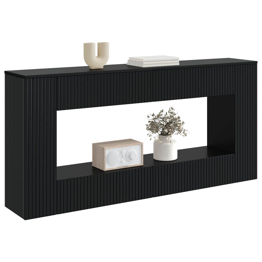 Wandtafel Gestreept Zwart 155 x 29 x 74 cm Geconstrueerd hout