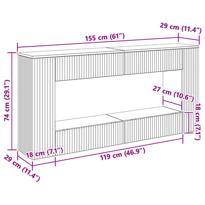 Wandtafel Beton Grijs 155 x 29 x 74 cm Geconstrueerd hout