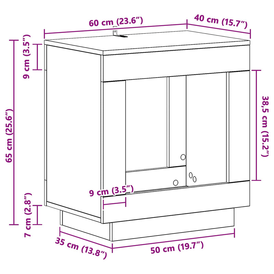Bijzettafel Wit 60 x 40 x 65 cm Geconstrueerd hout