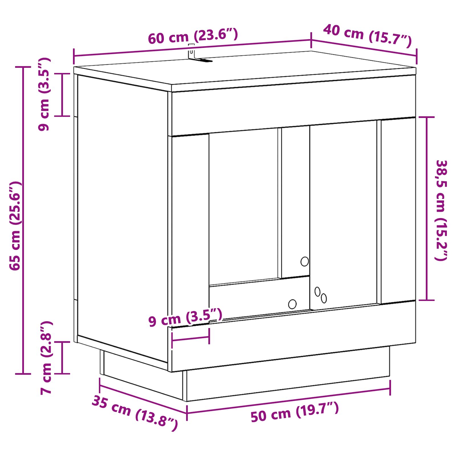 Bijzettafel Oudhout 60 x 40 x 65 cm Geconstrueerd hout