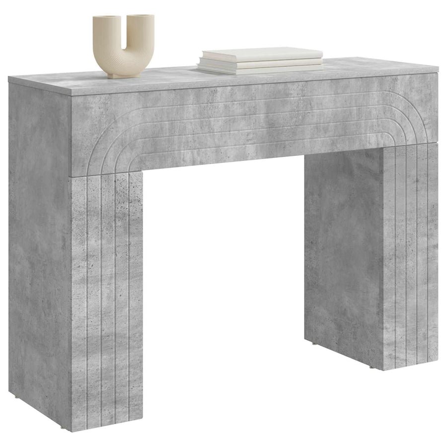 Salontafel Betongrijs 102 x 35 x 75 cm Bewerkt hout
