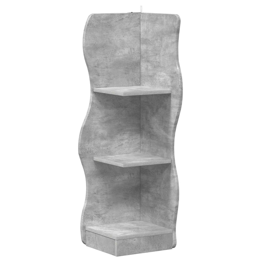 Hoekplank met plank Betongrijs 34 x 33 x 102 cm Bewerkt hout