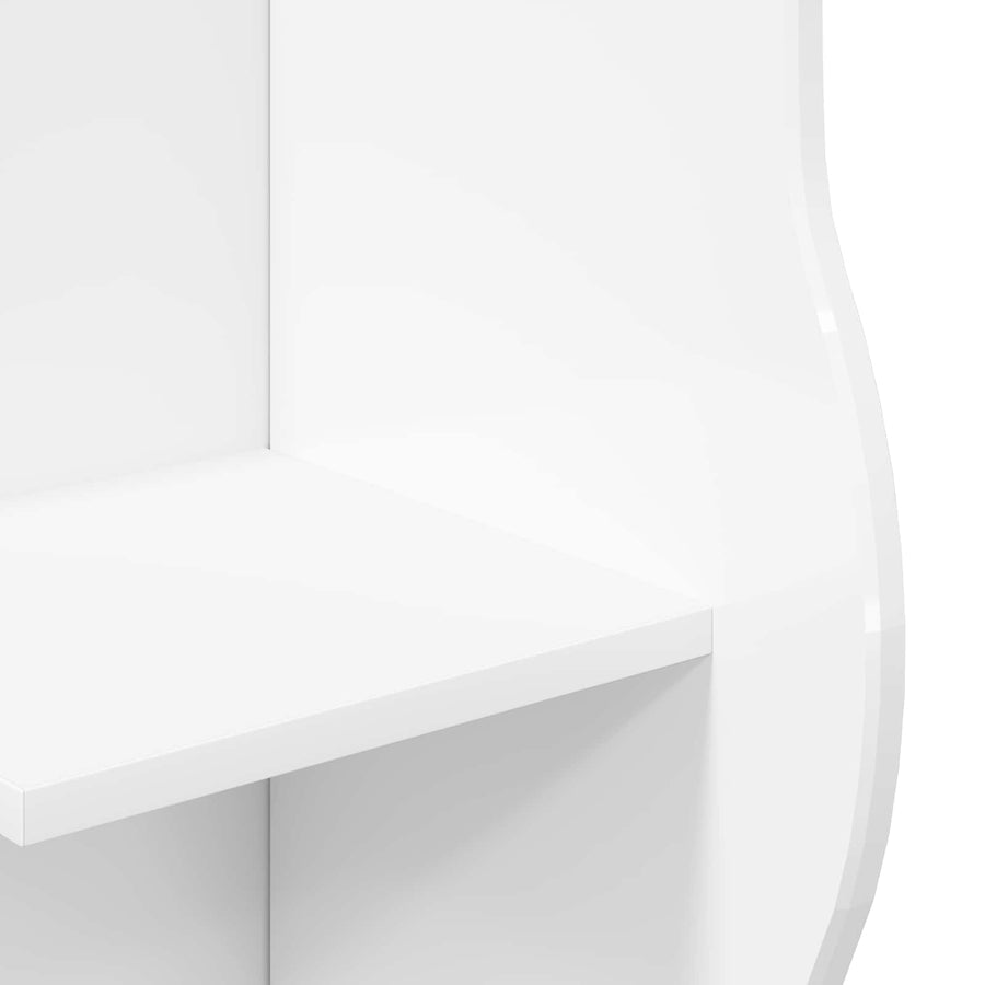 Hoekplank met plank Hoogglans Wit 34 x 33 x 102 cm Bewerkt hout