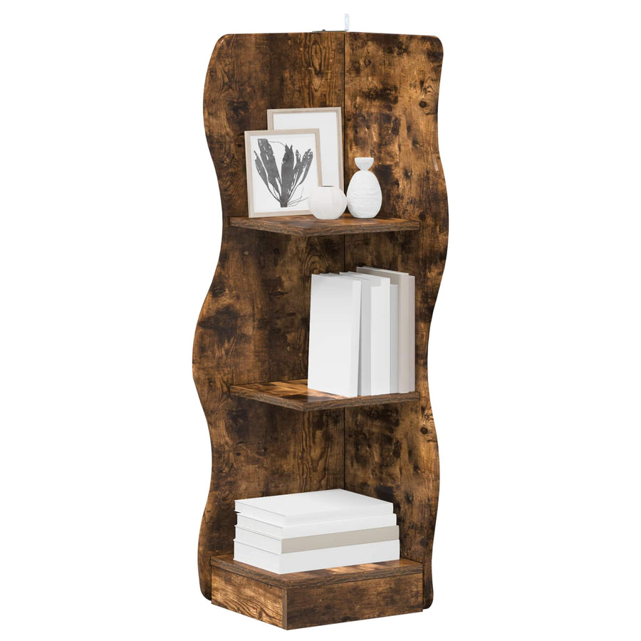 Hoekplank met plank Gerookt eiken 34 x 33 x 102 cm Bewerkt hout