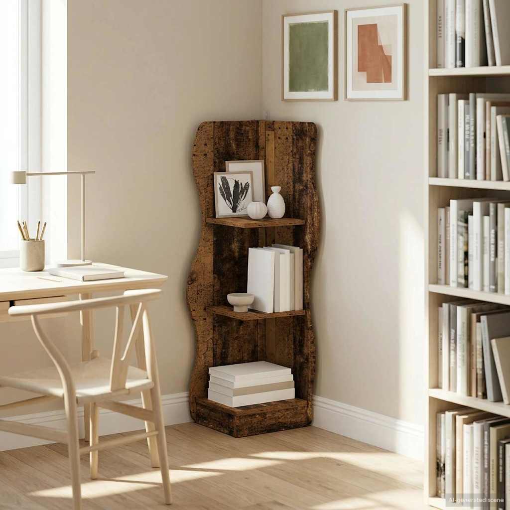 Hoekplank met plank Oud hout 34 x 33 x 102 cm Bewerkt hout