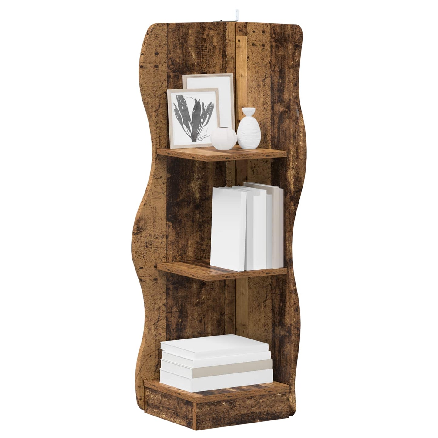 Hoekplank met plank Oud hout 34 x 33 x 102 cm Bewerkt hout