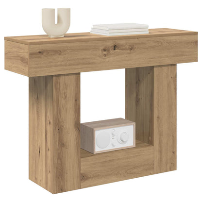 Consoletafel Artisanaal eiken 101 x 30 x 74 cm Bewerkt hout