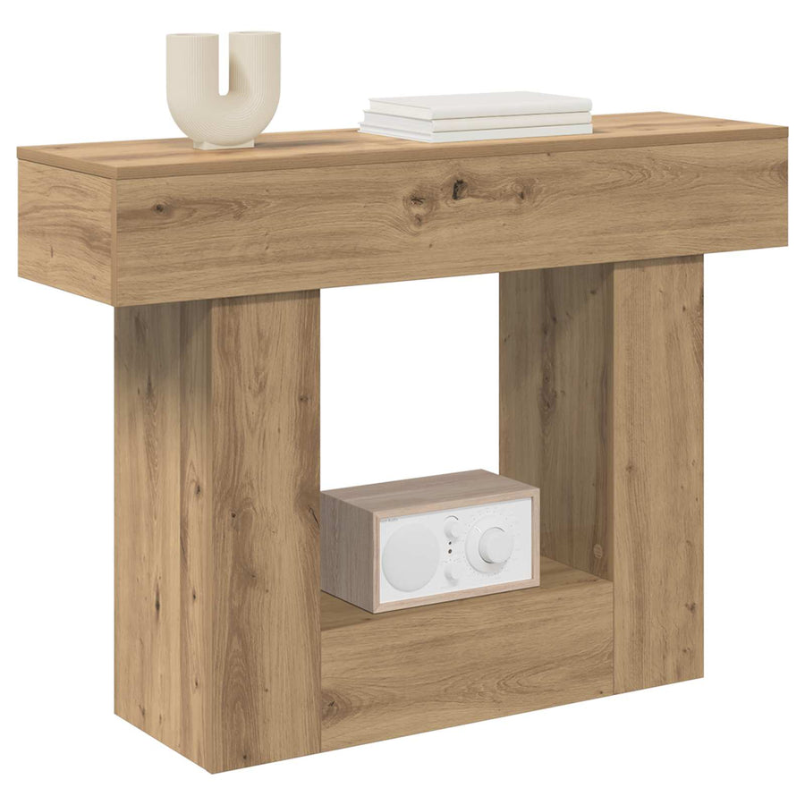 Consoletafel Artisanaal eiken 101 x 30 x 74 cm Bewerkt hout