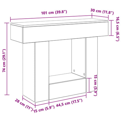 Consoletafel Artisanaal eiken 101 x 30 x 74 cm Bewerkt hout