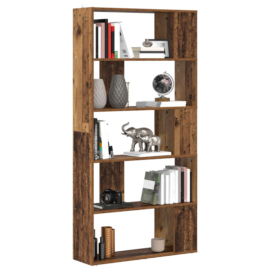 Boekenkast Oudhout 80 x 24 x 159 cm Bewerkt hout