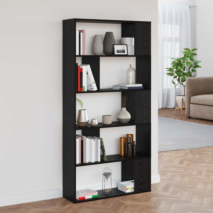 Boekenkast 80 X 24 X 159 Cm Bewerkt Hout Zwart eiken