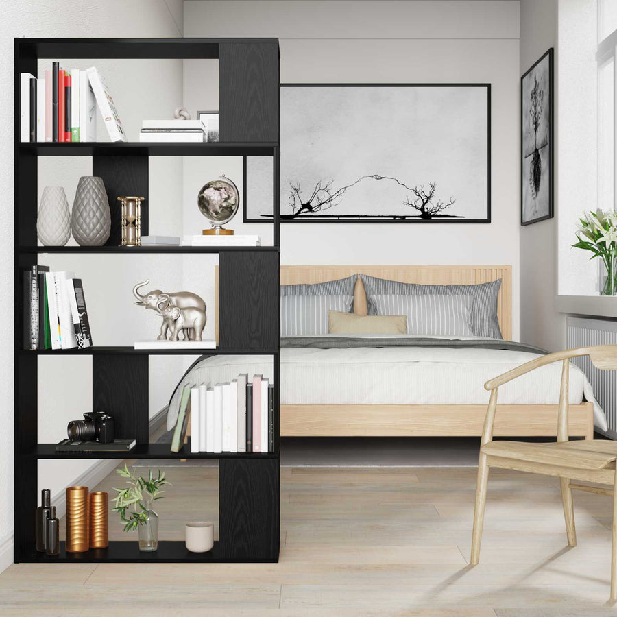 Boekenkast 80 X 24 X 159 Cm Bewerkt Hout Zwart eiken