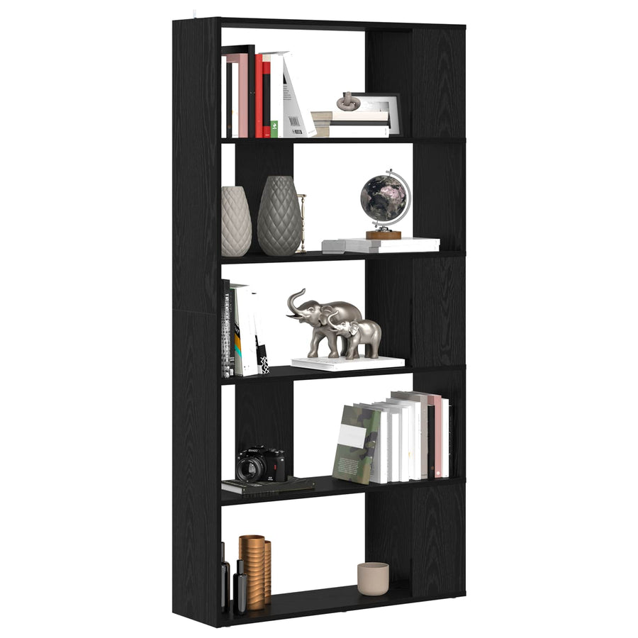 Boekenkast 80 X 24 X 159 Cm Bewerkt Hout Zwart eiken