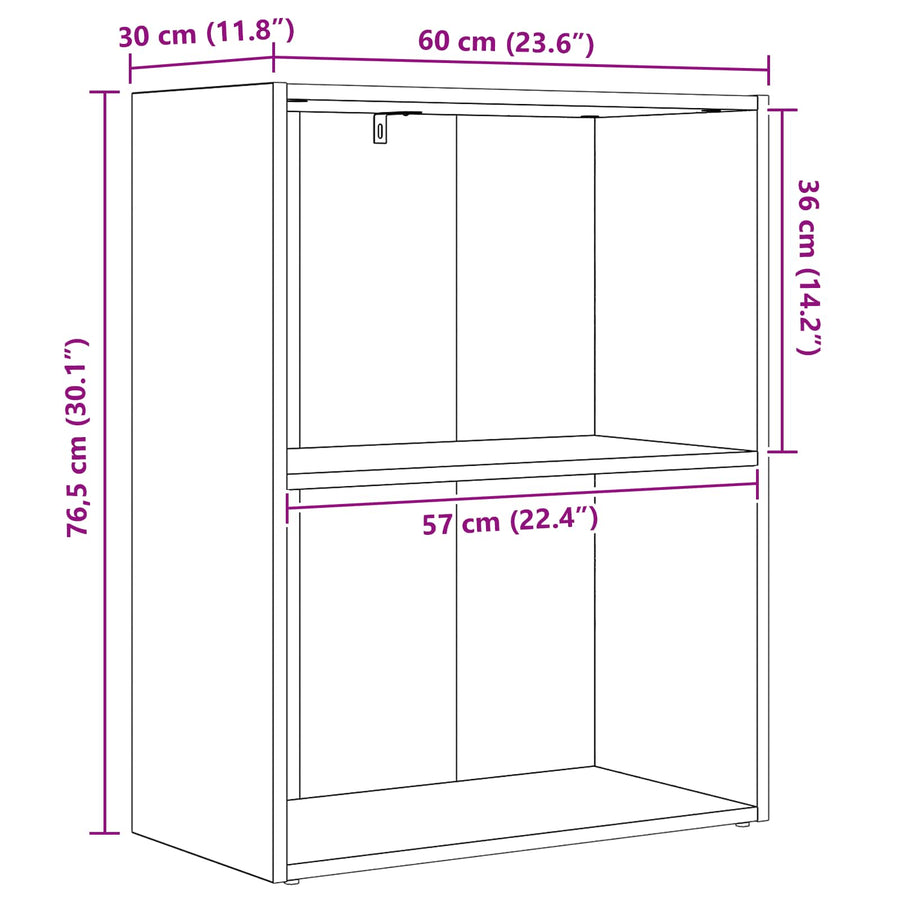 Boekenkast 60 X 30 X 76.5 Cm Bewerkt Hout 60 cm 77 cm Zwart eiken