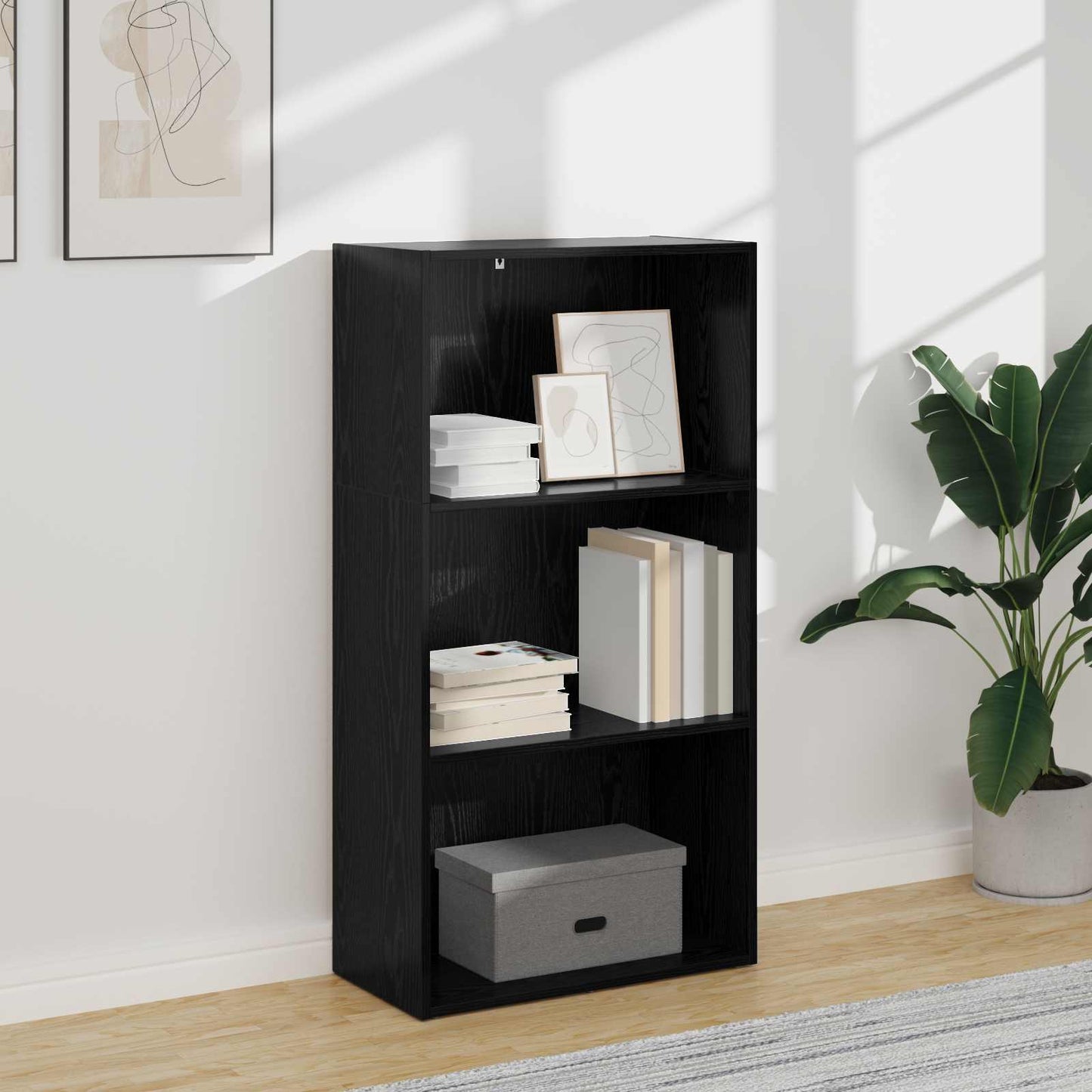 Boekenkast Zwart Eiken 60 x 30 x 76.5 cm Bewerkt hout