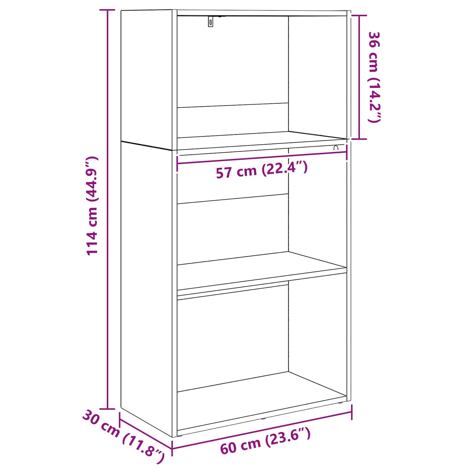 Boekenkast Zwart Eiken 60 x 30 x 76.5 cm Bewerkt hout