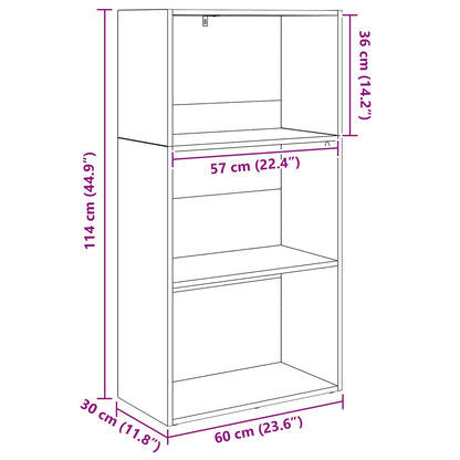 Boekenkast Zwart Eiken 60 x 30 x 76.5 cm Bewerkt hout